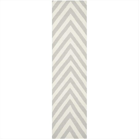 Safavieh 2 ft. -6 in. x 8 ft. Runner Contemporary Dhurries- Grey and Ivory- Hand Woven Rug DHU568B-28